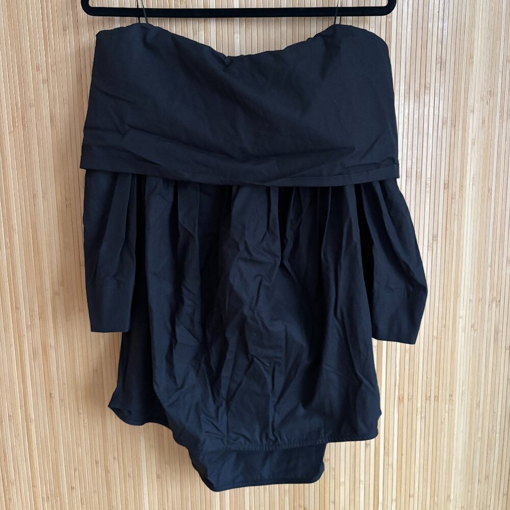 Lemaire Cotton Poplin Black Off-Shoulder Top size 34/XS